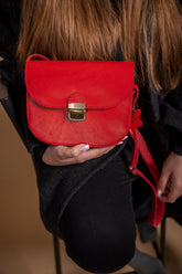 Satteltasche aus Leder in Rot