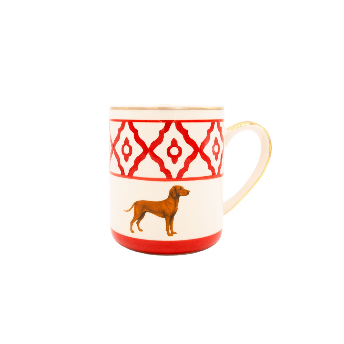 Kaffeetasse Vizsla von Michael Platin Design, handbemalt mit Goldrand