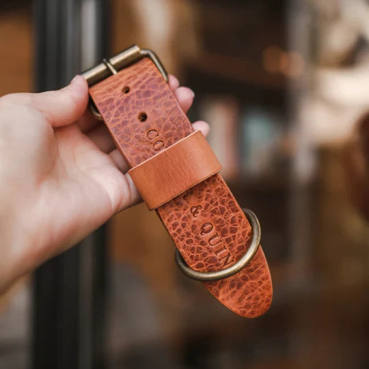 Breites Lederhalsband in Cognac von Cooper &amp; Quint
