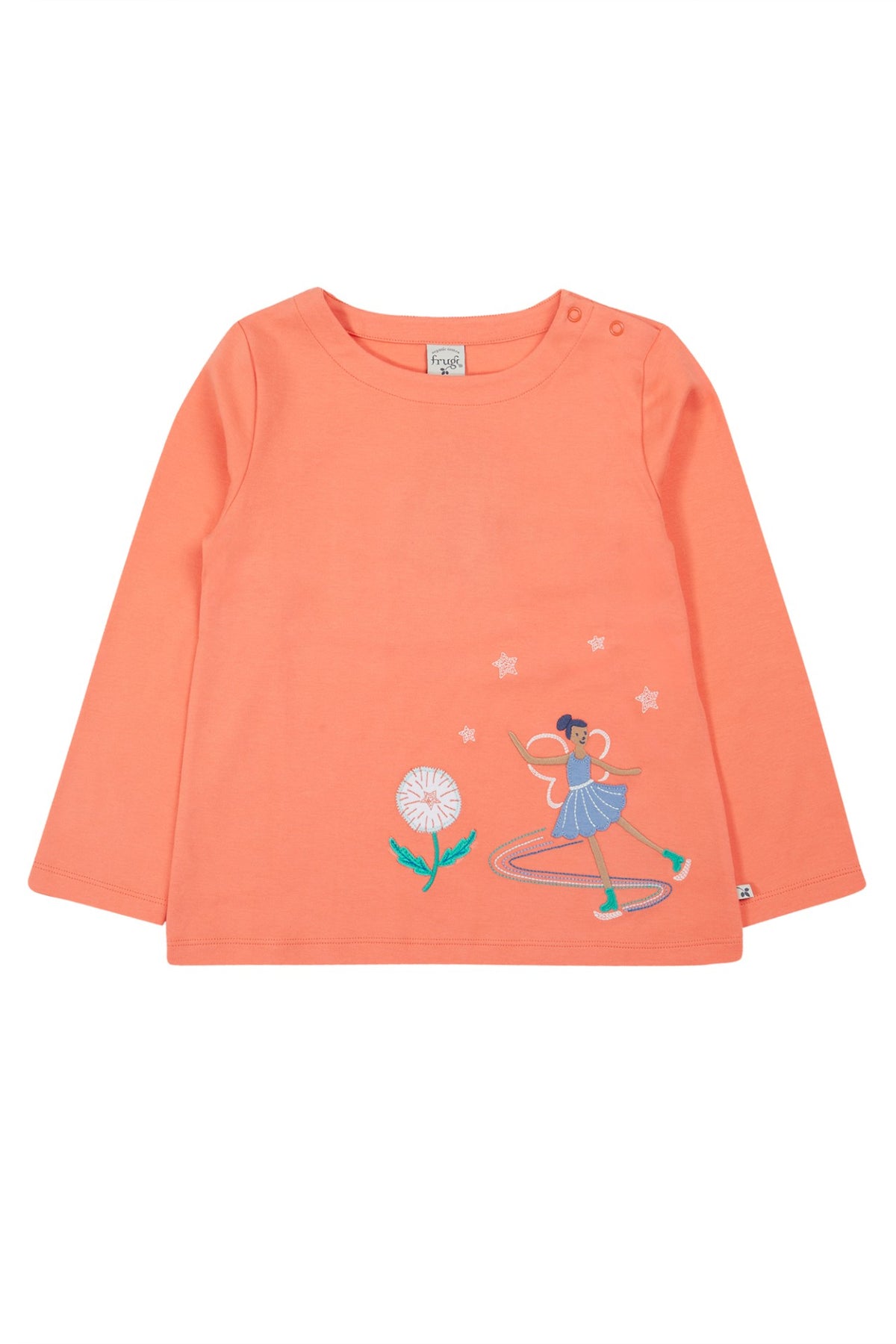Frugi Kinder Langarmshirt Koralle mit Feen-Applikation