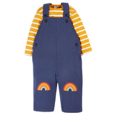 Frugi Rae Latzhose mit Ringelshirt Navy Gelb