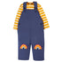 Frugi Rae Latzhose mit Ringelshirt Navy Gelb