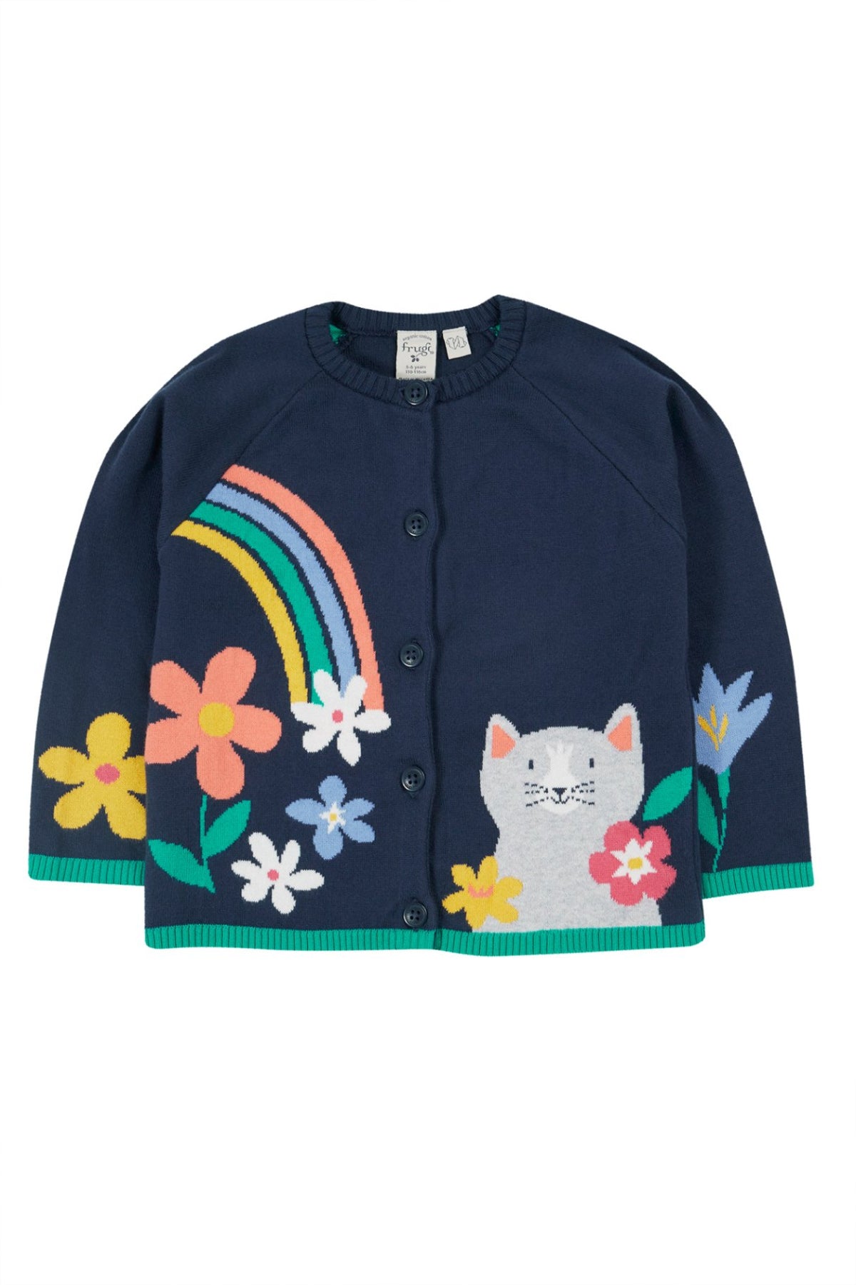 Frugi Reva Strickjacke Navy mit Katze