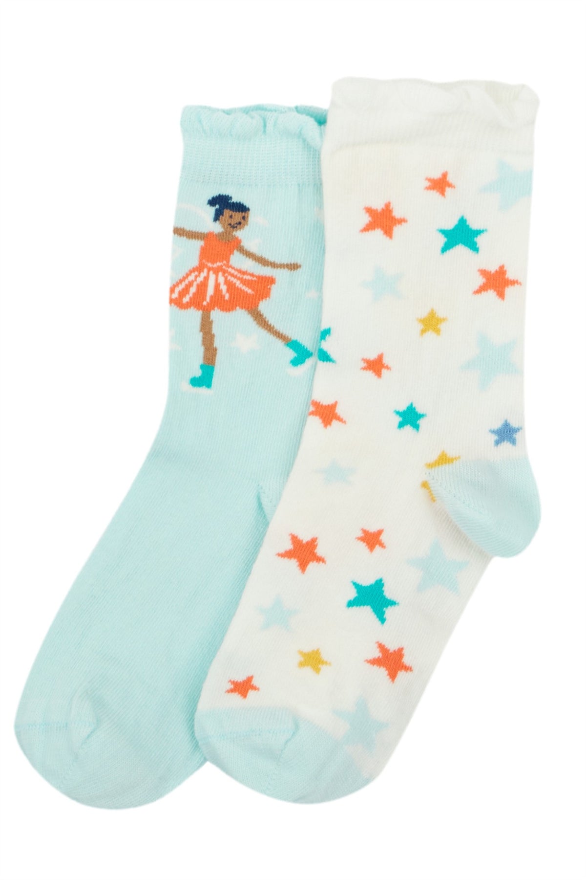 Frugi Kindersocken 2er-Set Türkis mit Fee