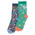 Frugi Kindersocken 2er-Set Navy Grün mit Katze