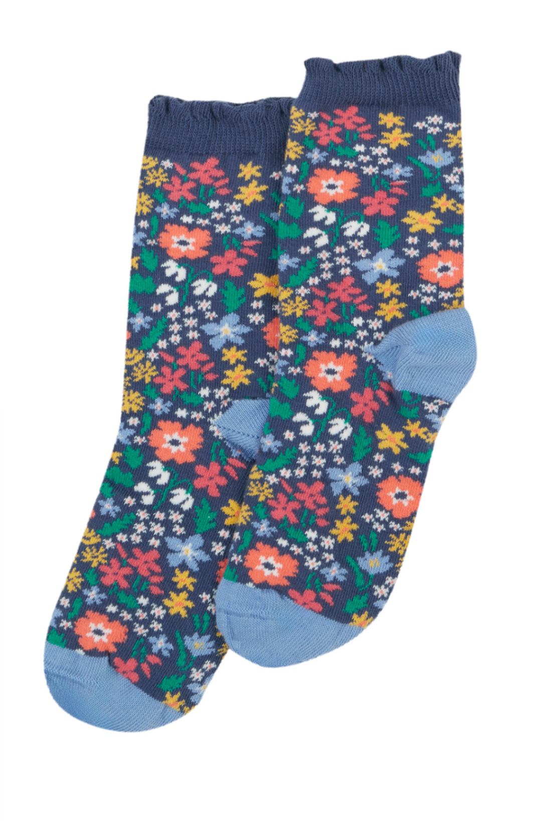 Frugi Socken Navy Grün Katze – Ansicht 2