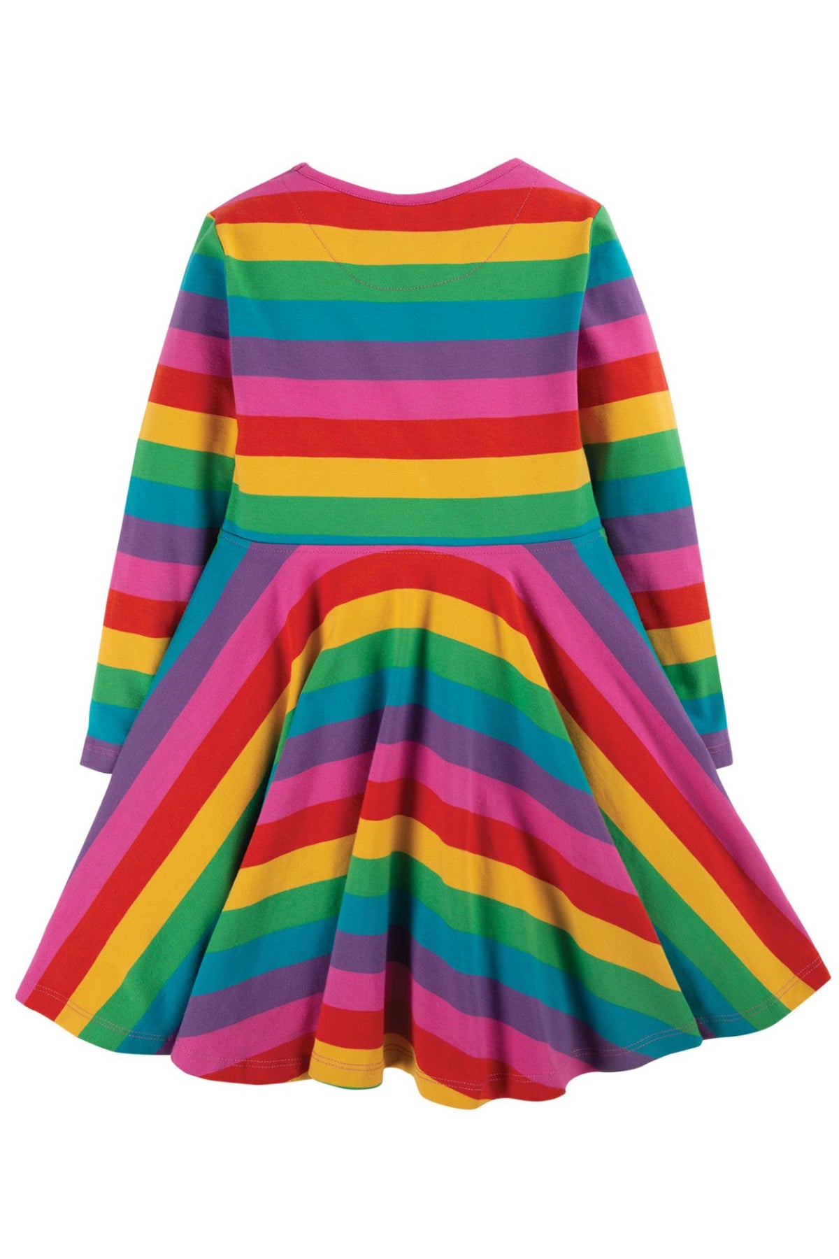 Frugi Sofia Skaterkleid mit Regenbogenstreifen – Rückansicht