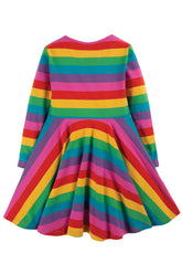 Frugi Sofia Skaterkleid mit Regenbogenstreifen – Rückansicht