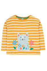 Frugi Kinder Langarmshirt Gelb mit Katzen-Applikation