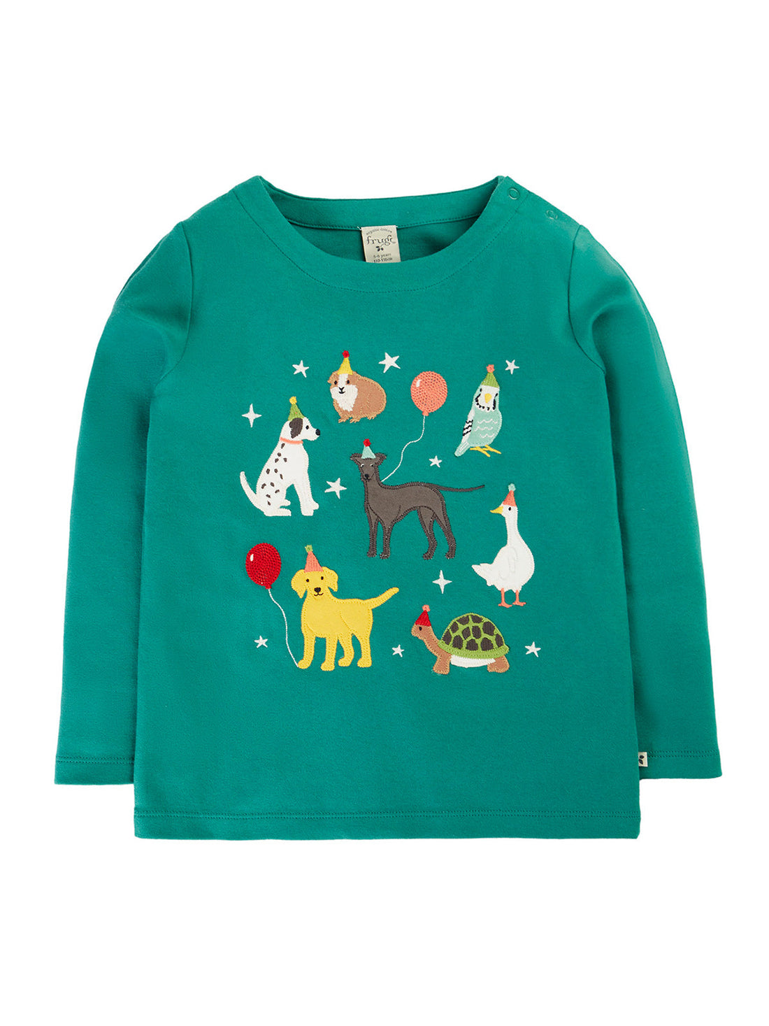 Frugi Anna Langarmshirt Grün mit Tiermotiven