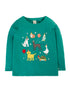 Frugi Anna Langarmshirt Grün mit Tiermotiven