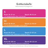 Größentabelle DOOG Neotech Hundegeschirr: Brust- und Bauchumfang für S bis XL
