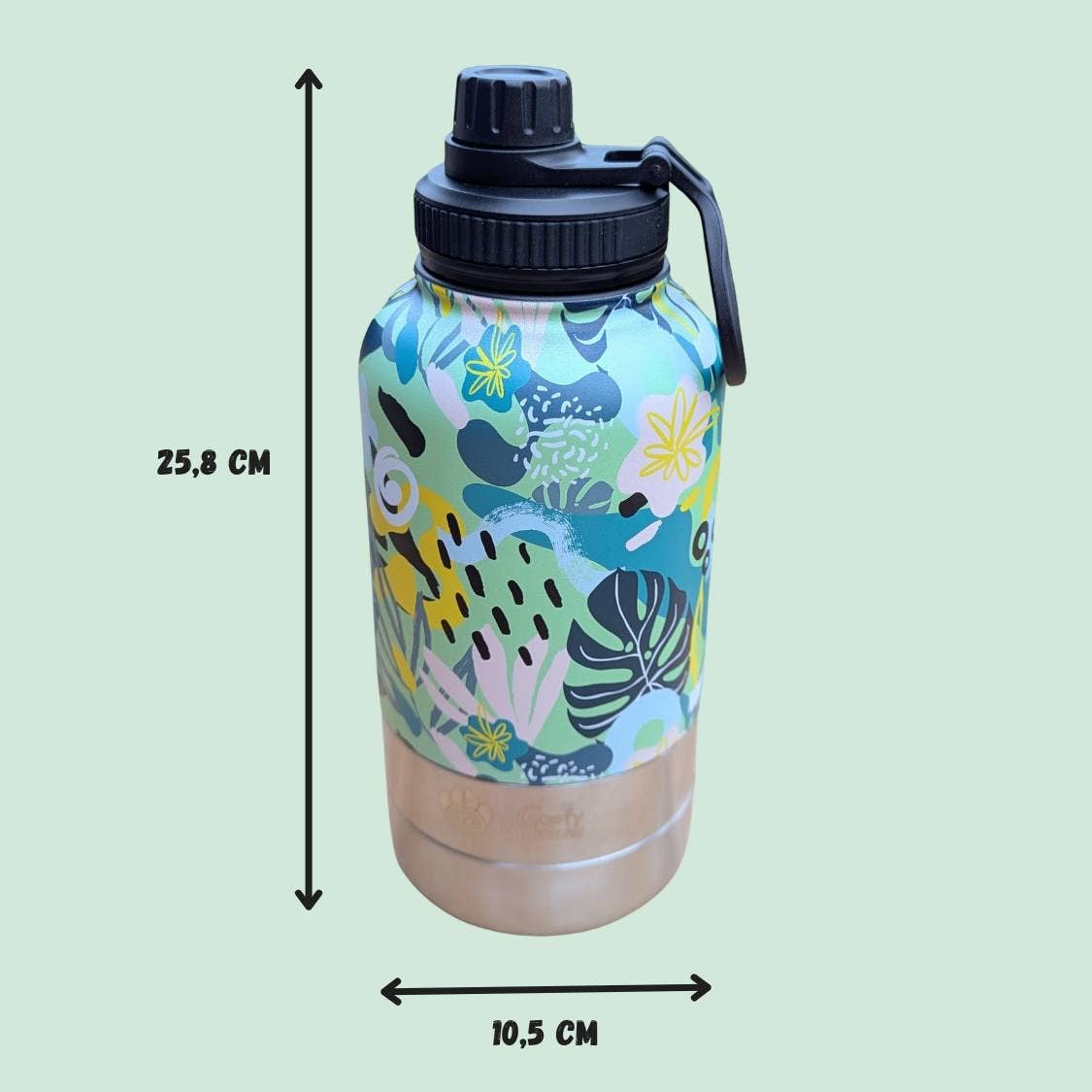 Trinkflasche für Hunde 1 L im Riff-Muster von Goofy Goldens – Ansicht 3
