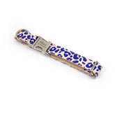Hundehalsband aus Baumwolle mit blauem Leopardenmuster von Bande de Canailles