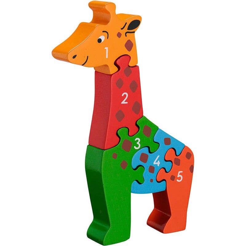 Giraffen-Puzzle mit Zahlen von 1 bis 5