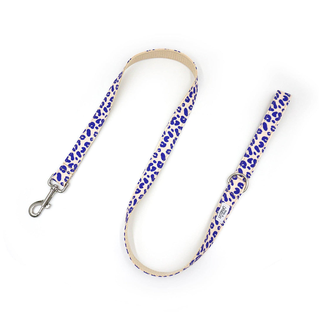 Hundeleine aus Baumwolle mit blauem Leopardenmuster von Bande de Canailles