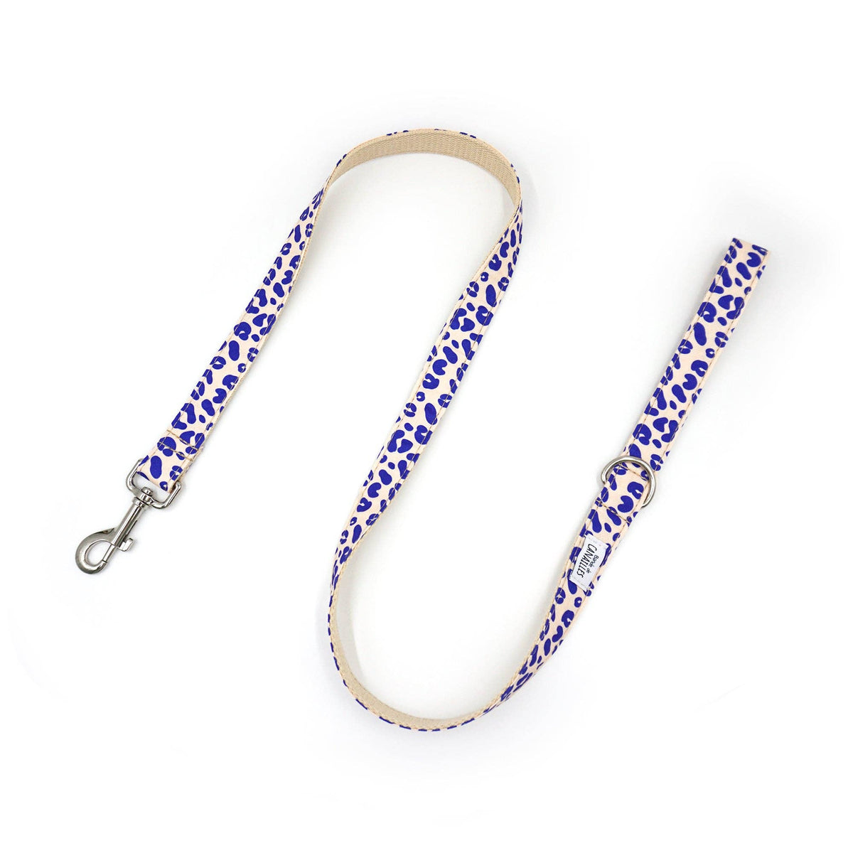 Hundeleine aus Baumwolle mit blauem Leopardenmuster von Bande de Canailles