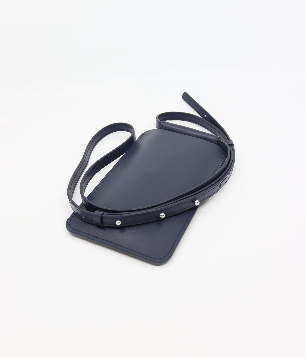 Handytasche aus Leder in Navy – Ansicht 4