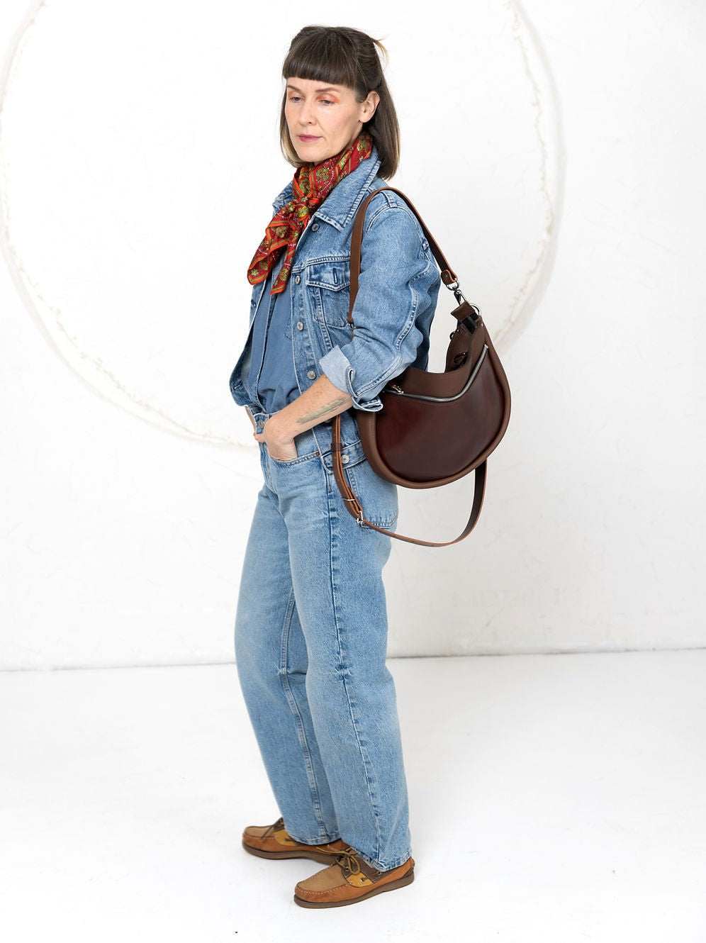 Lederhandtasche STELLA in Braun und Cognac – Ansicht 8