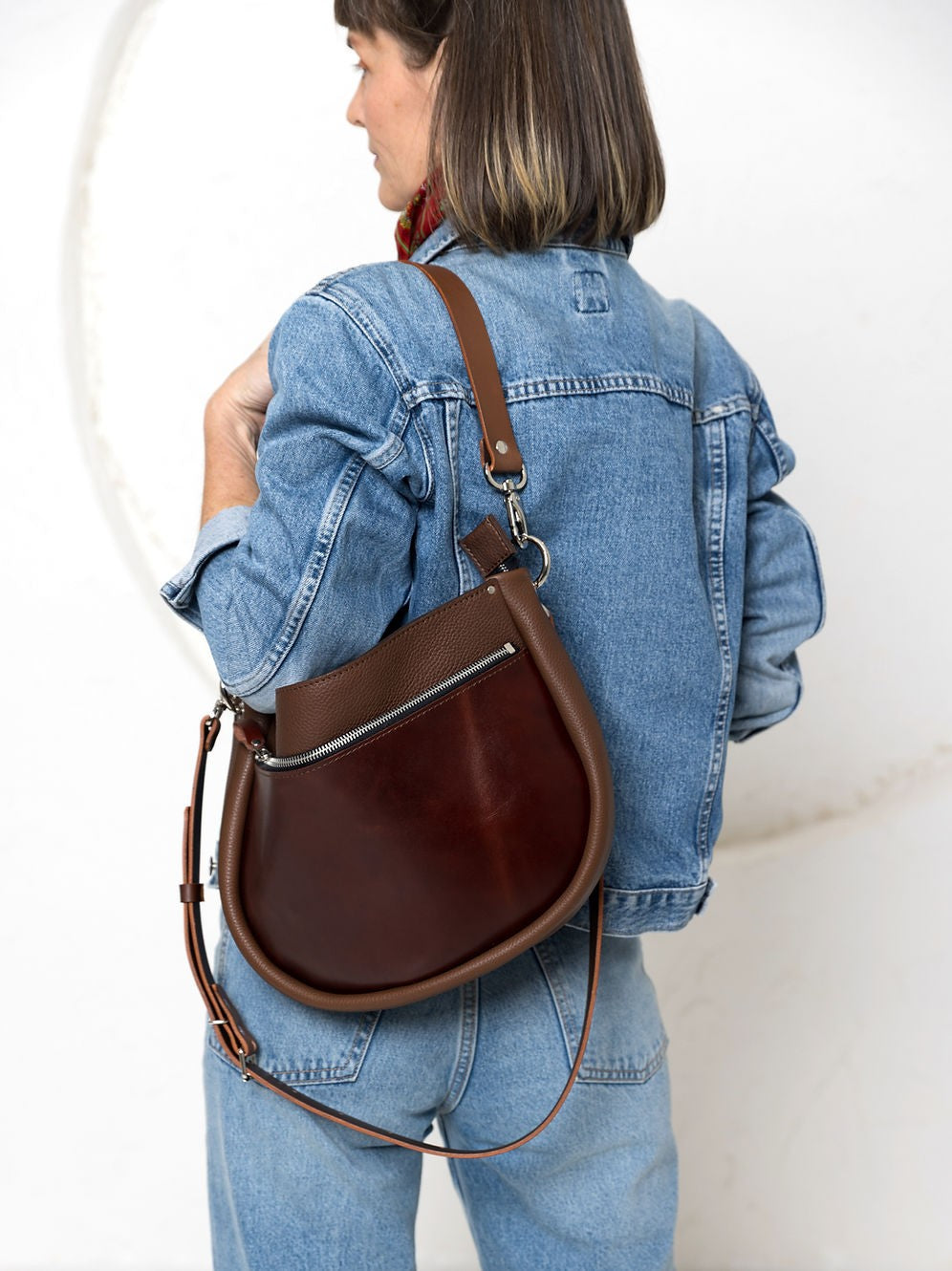 Lederhandtasche STELLA in Braun und Cognac